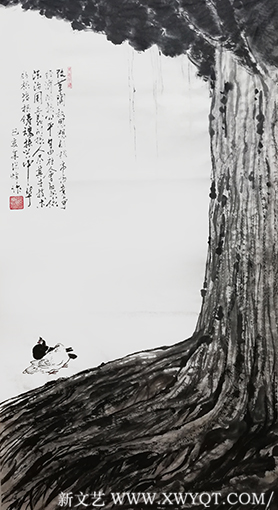 张焯作品 《培根铸魂》 规格：138cm×69cm